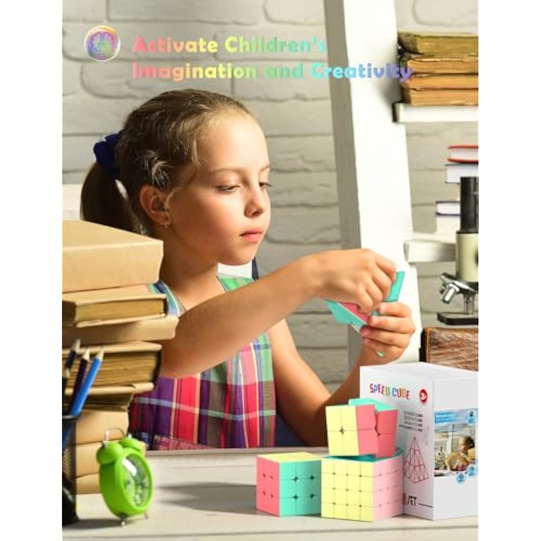 ROXENDA Speed Cube Set, 2X2 3X3 4X4 Pyramid Cube Stickerless with Instruction [4 Pack] (Macaron Cube Set)