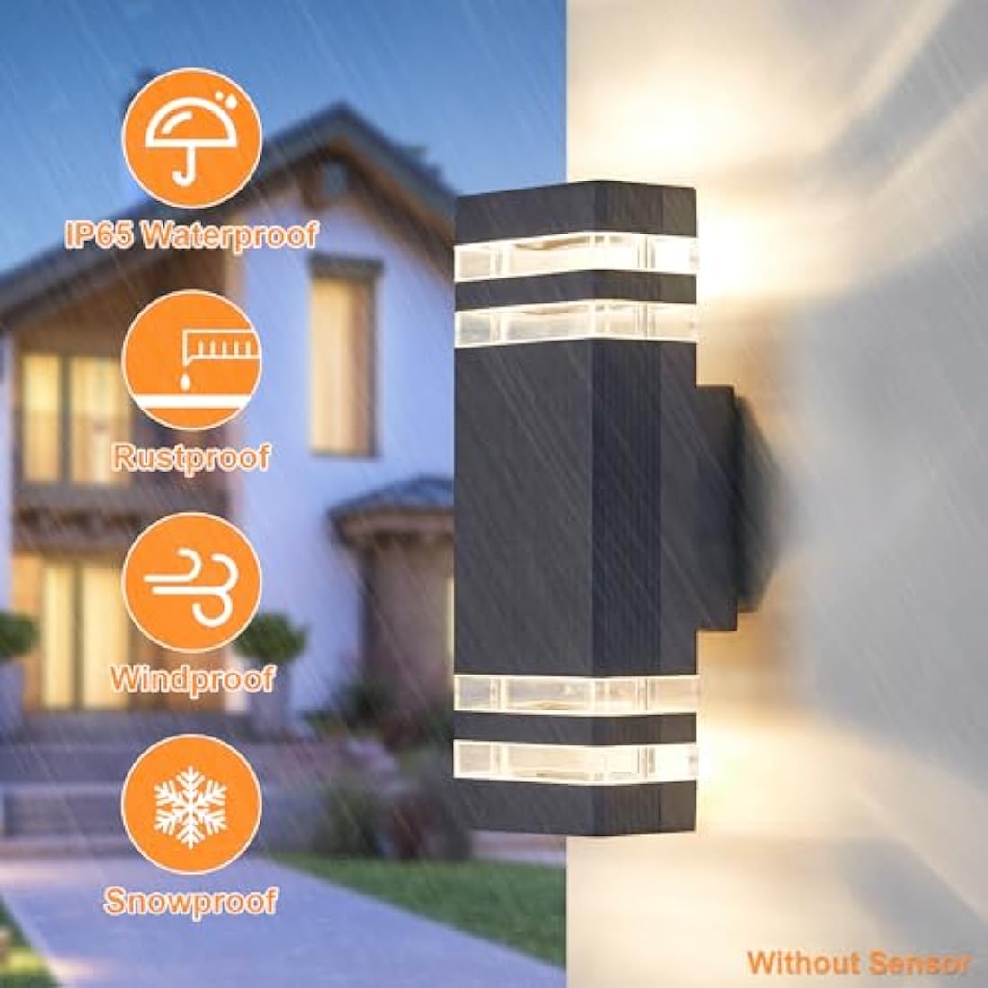CELAVY Outdoor Wall Lights Mains Powered Outside Up Down Lights, IP65 Waterproof LED Porch Front Door Light, Square GU10 External Modern Lighting Exterior Sconce Lamp for House, Anthracite Grey