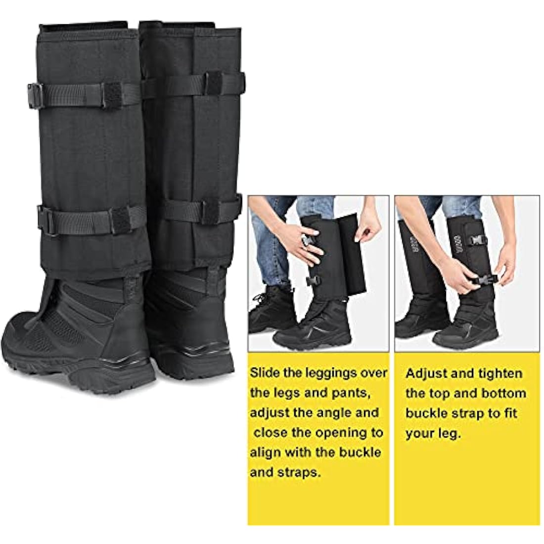 QOGIR Snake Gaiters for Hunting: Durable Snake Guards, Snake Gaiter Leggings for Men & Women, Snake Bite Protection for Lower Legs, Snake Proof Gaiters with Adjustable Size