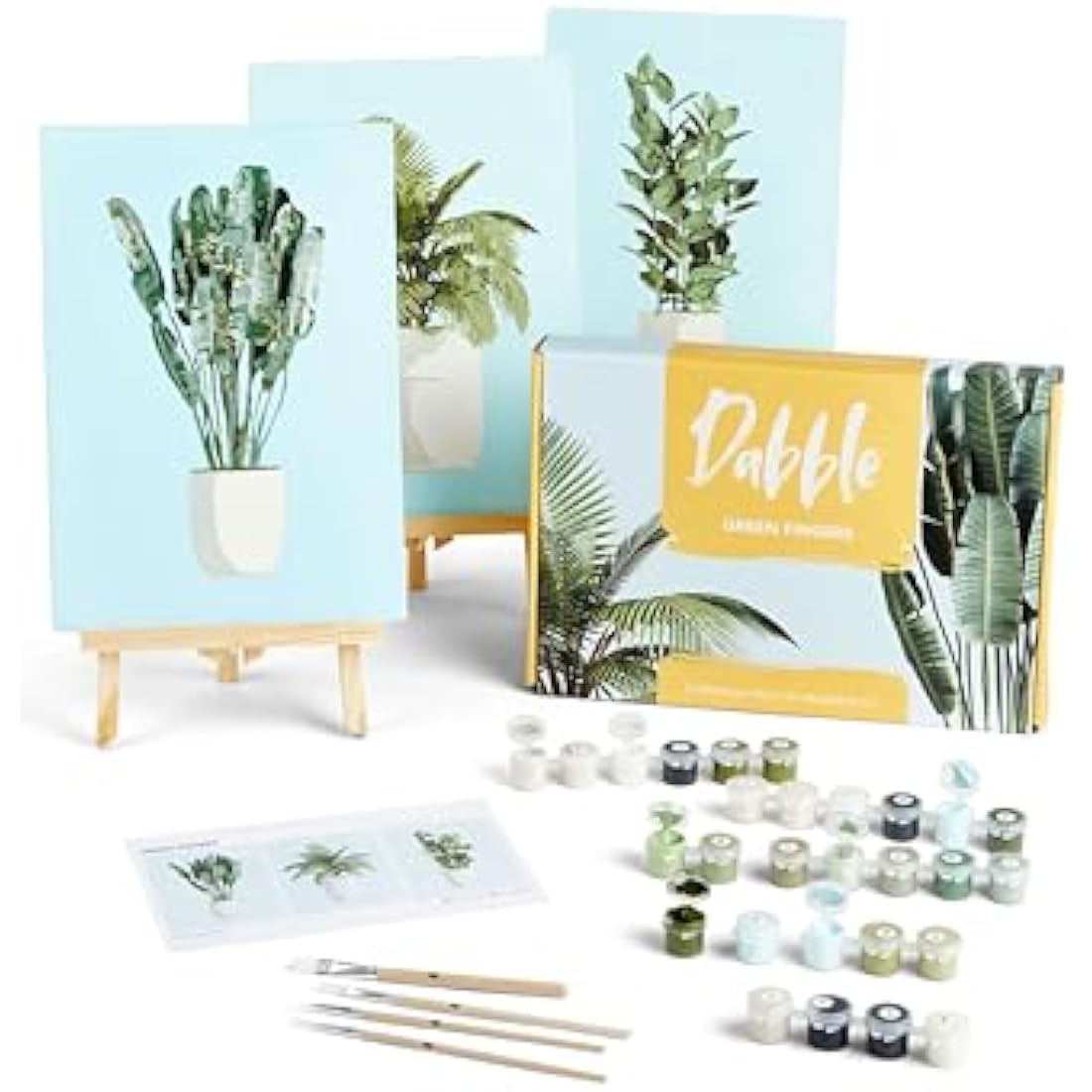 Dabble Paint by Numbers Kits – Set of 3 Paint by Numbers for Adults Beginners with Canvas Frame, Painting Kits for Adults, Flowers Design