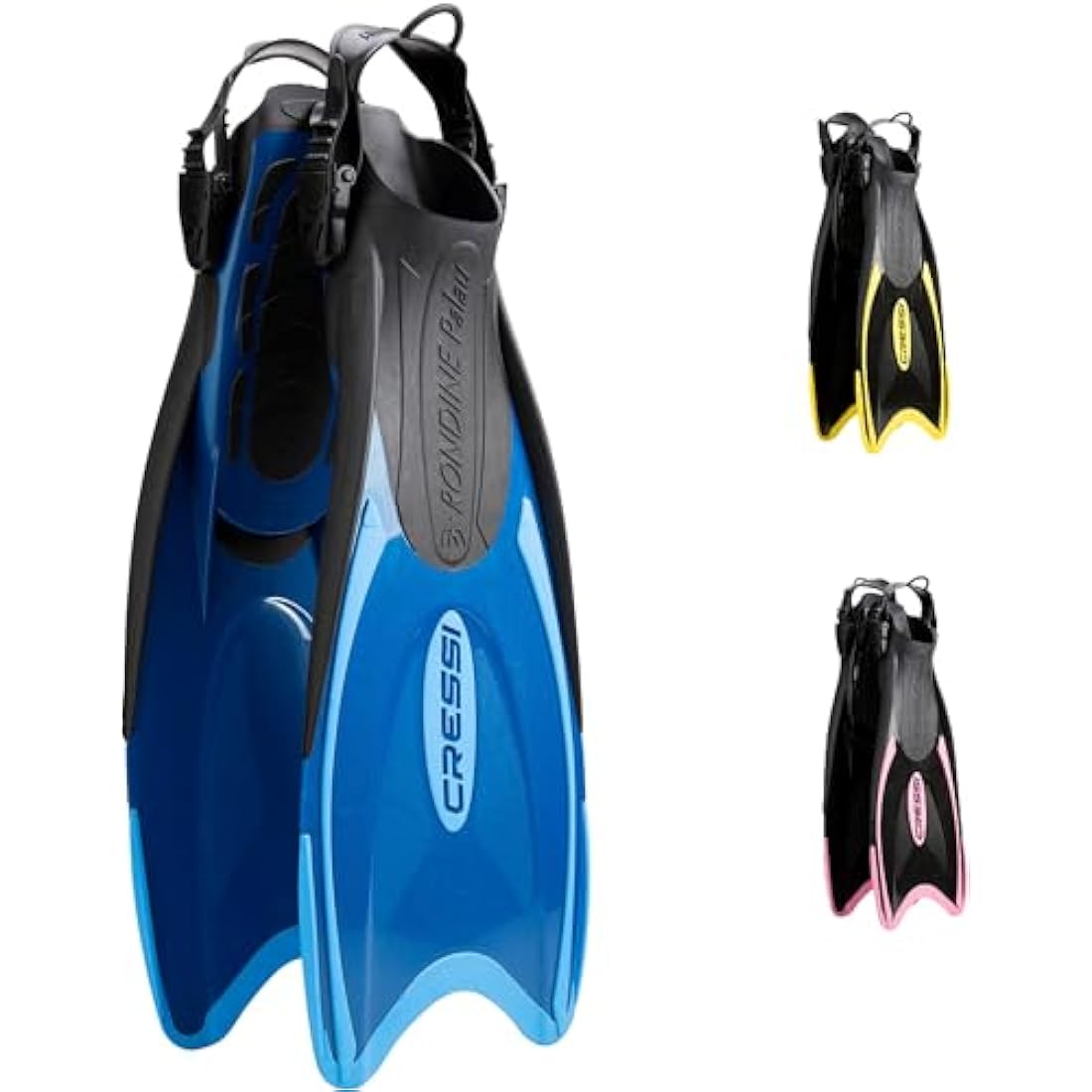 Cressi Snorkeling Adjustable Fins for All Family - Long Blade Versatile Open Heel Flippers | Palau LAF made in Italy