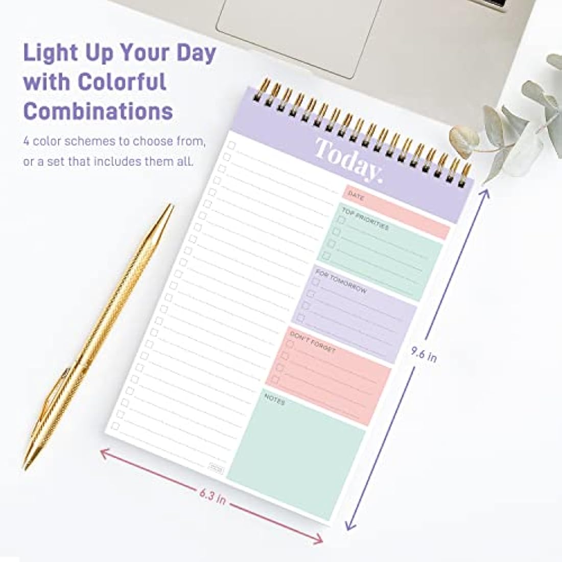 SWEETZER & ORANGE S&O Daily Planner Notepad for Productivity - 52 Page Every Day To Do Logbook- Undated Guide and Organizer - Routine work List Journal- Coiled Regular Task pad - MAUVE