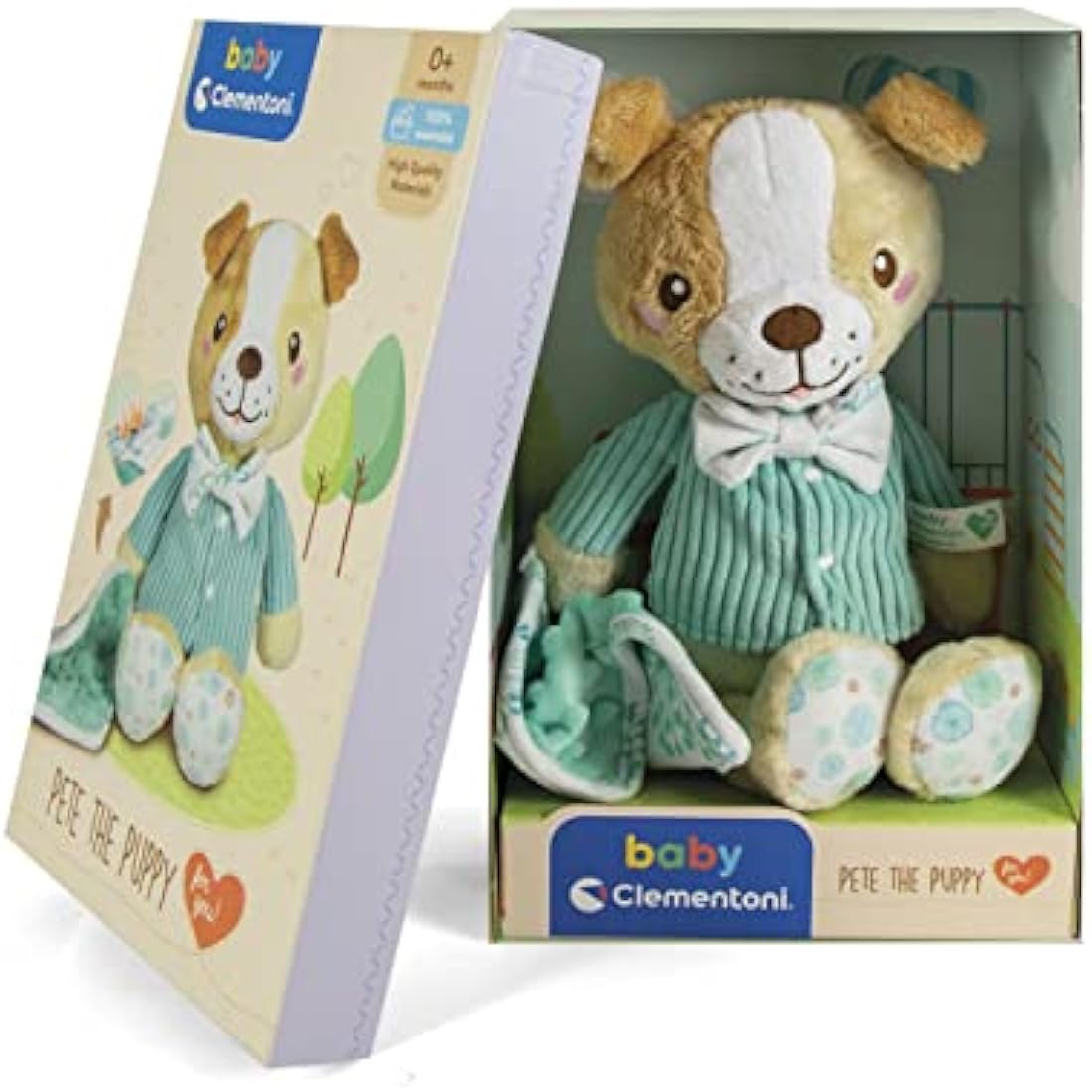 Clementoni Baby 17417, Pete the Puppy Plush Toy for Babies, Ages 0 months Plus