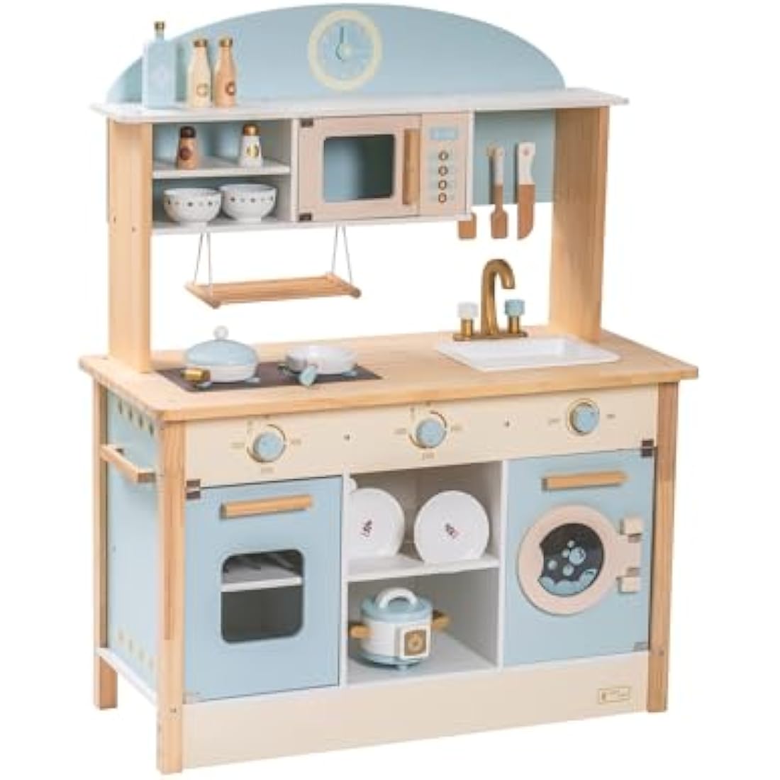 ROBUD Kids Kitchen Wooden Toys Age 3 4 5 | Play Kitchen Toy for 3 4 5 6 Year Old Girl Boy Gifts Wooden Kitchen Kids Birthday for Girls Role Play Toys 3-6 Years Old Presents