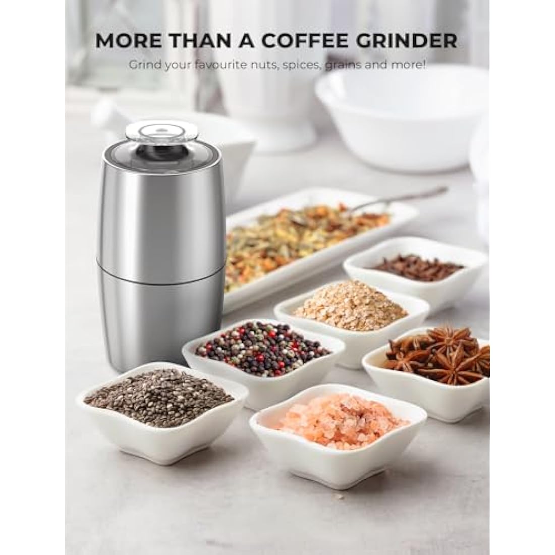 KYG Electric Coffee Grinder - Stainless Steel 300W Motor, 70g Capacity, Low Noise 45dB for Coffee Beans, Spices, etc
