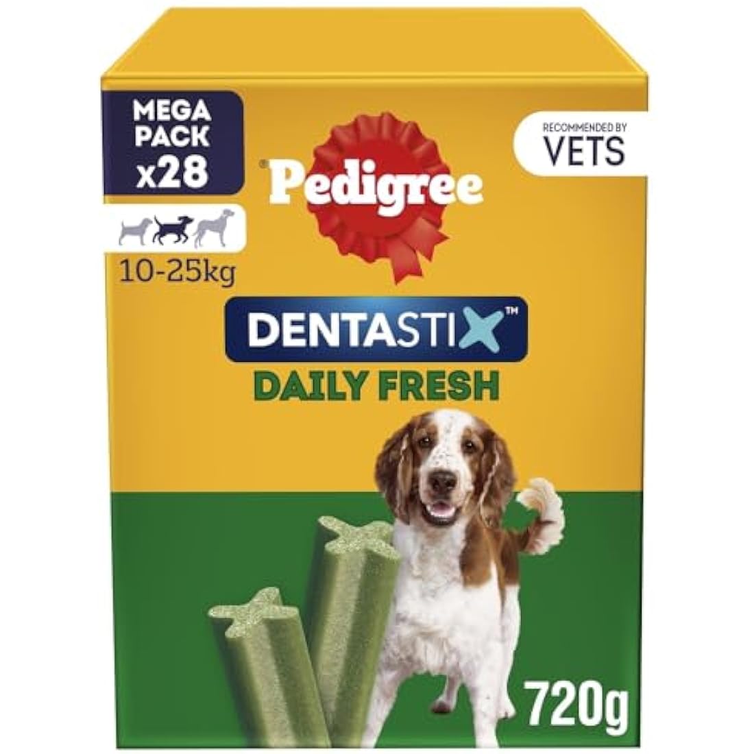PEDIGREE DENTASTIX Fresh - Dental Dog Chews - Medium Dogs 10-25kg - 4 x 28 Sticks - Megapack of Dog Dental Sticks