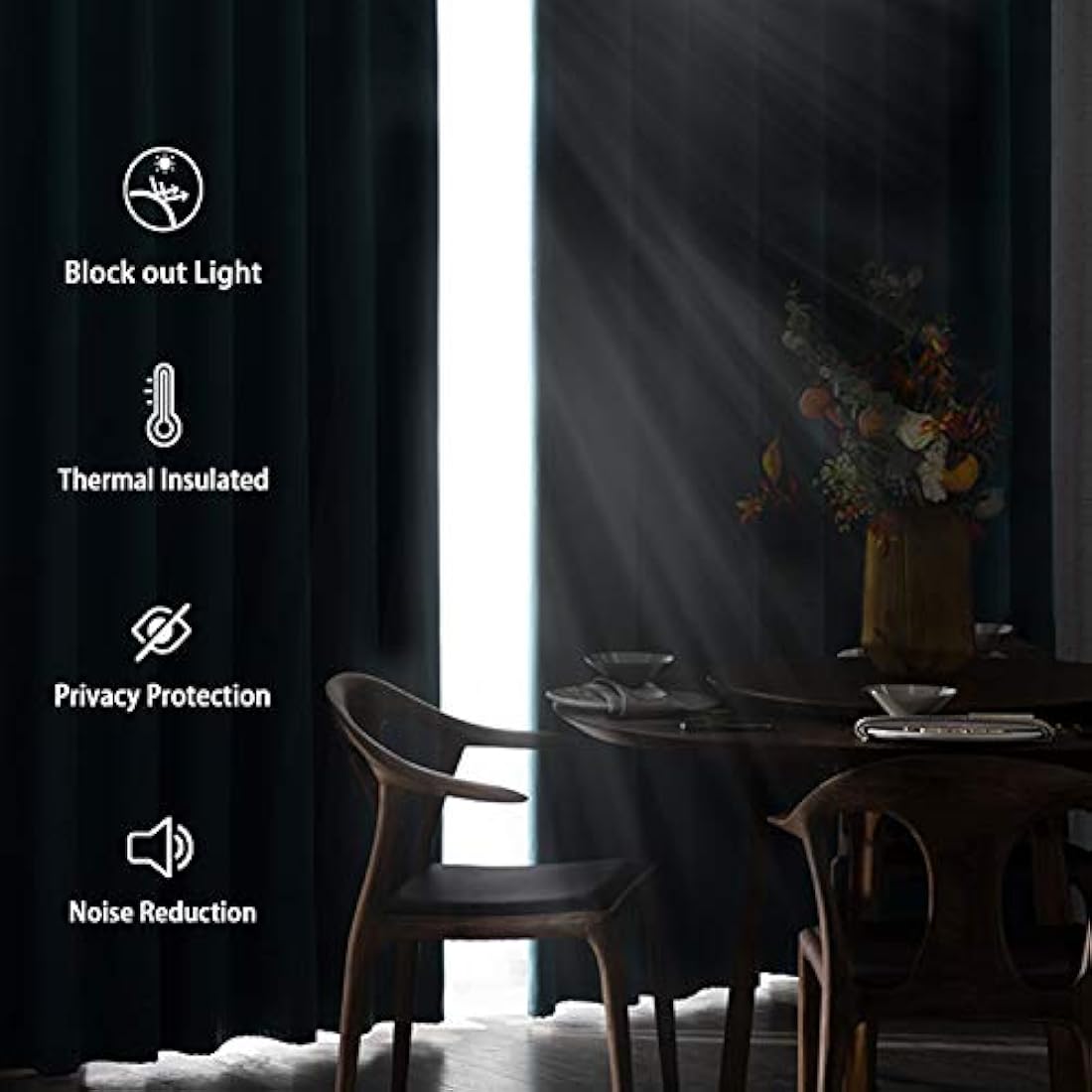 DWCN Navy Blue Blackout Curtains with Tiebacks for Bedroom Thermal Insulated Solid Eyelet Curtains for Living Room,2 Panels,66" Wide x 72" Drop