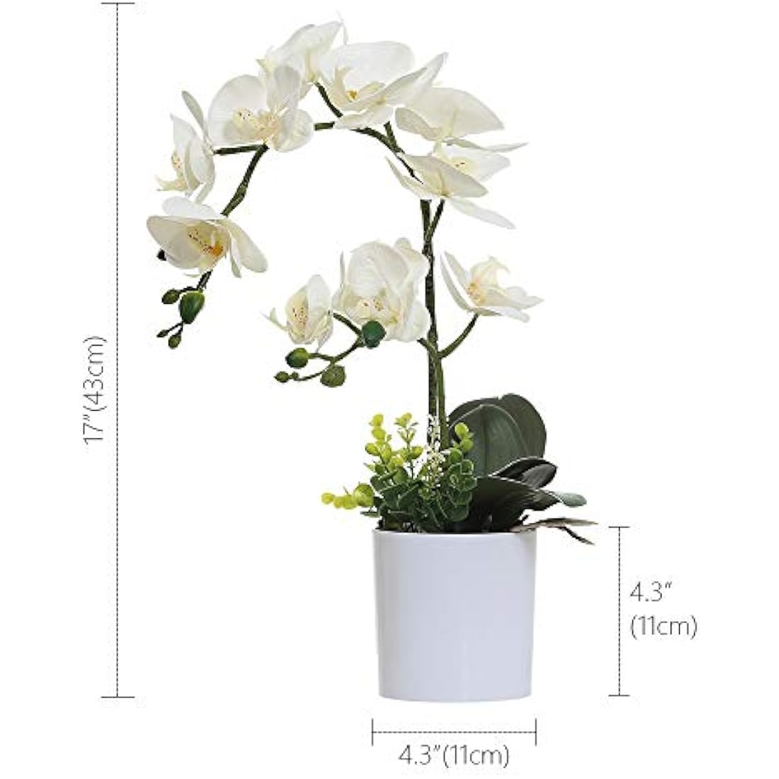 Olrla White Artificial Orchid Flowers in Pot, Faux Butterfly Orchids for Home Office Bathroom Decoration Table Centerpieces (White 2)