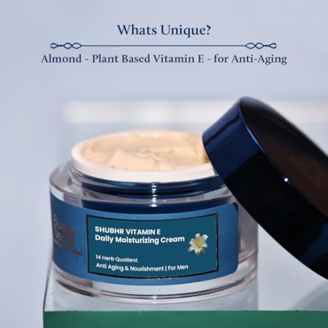 Blue Nectar Anti Aging Cream for Men | Natural Moisturizer with Vitamin E for Wrinkles & Fine Lines (14 herbs, 50g)