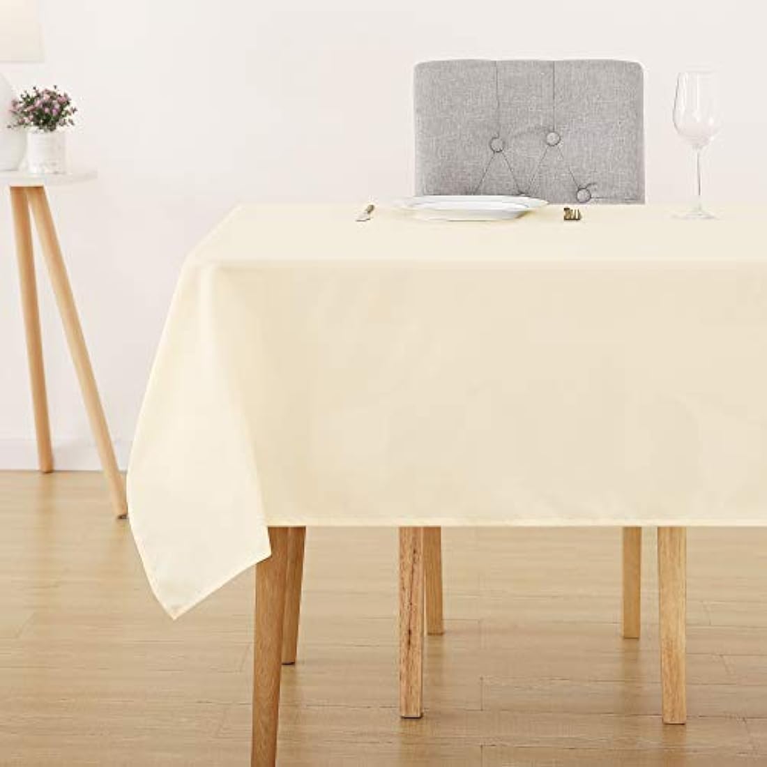 Deconovo Home Decorative Oxford Wipeable Tablecloth Rectangle Water Resistant Tablecloth for Patio Table 130x280cm(51x110in) Beige