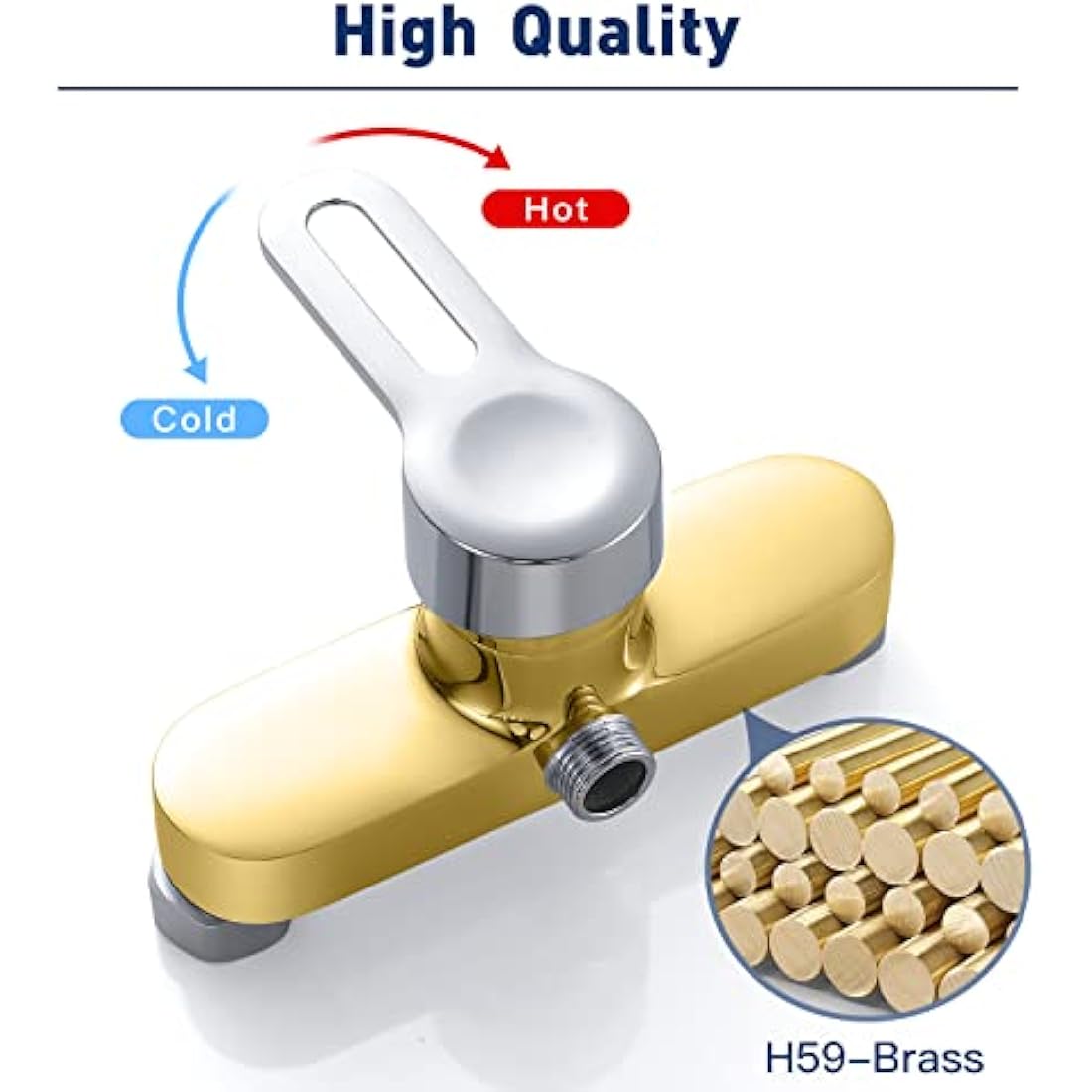 Namuoto Shower Mixer Taps Bar Chrome Wall Mounted Shower Faucet Brass Manual Shower Mixer Valve Control Switch Bath Tap for Cold and Hot Water, G1/2" Upper Outlet