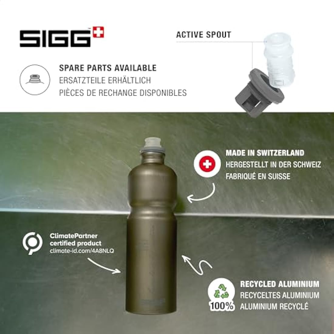 Sigg - Aluminium Bike Water Bottle - Move MyPlanet Smoked Pearl - Climate Neutral Certified - Lightweight - BPA Free - Smoked Pearl - 0.75 L