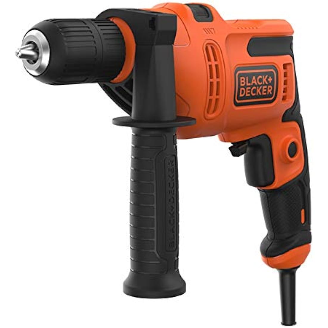 BLACK+DECKER 500W Electric Hammer Drill, Powerful 0-49,300 BPM for Masonry and Concrete, Compact Design with Side Handle, BEH200-GB