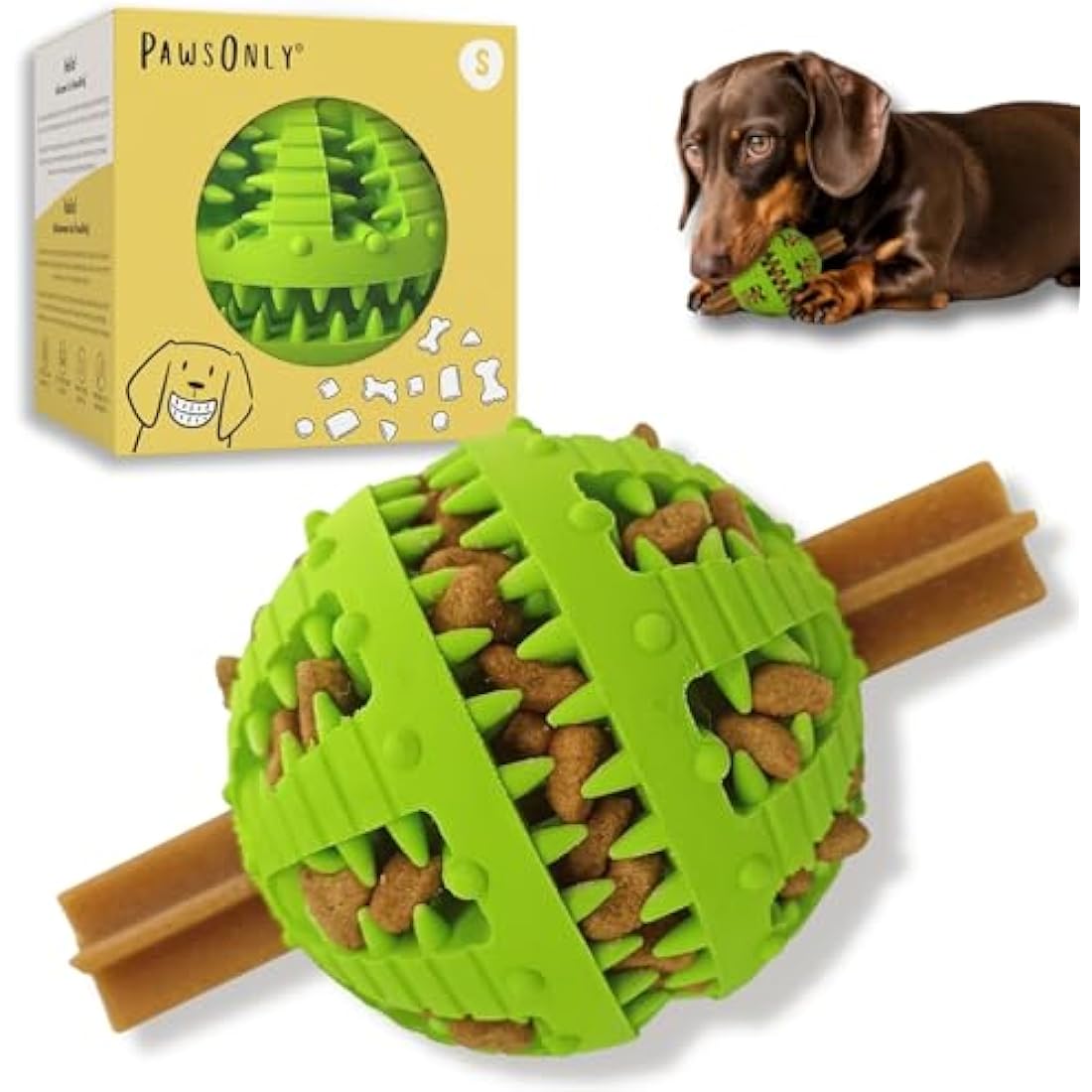 PawsOnly | Interactive Dog Treat Toy for Boredom & Enrichment | Mental Stimulation & Anxiety Relief | Puzzle Feeder | Puppy Brain Training & Entertainment | Keep Them Busy (Small, GREEN)