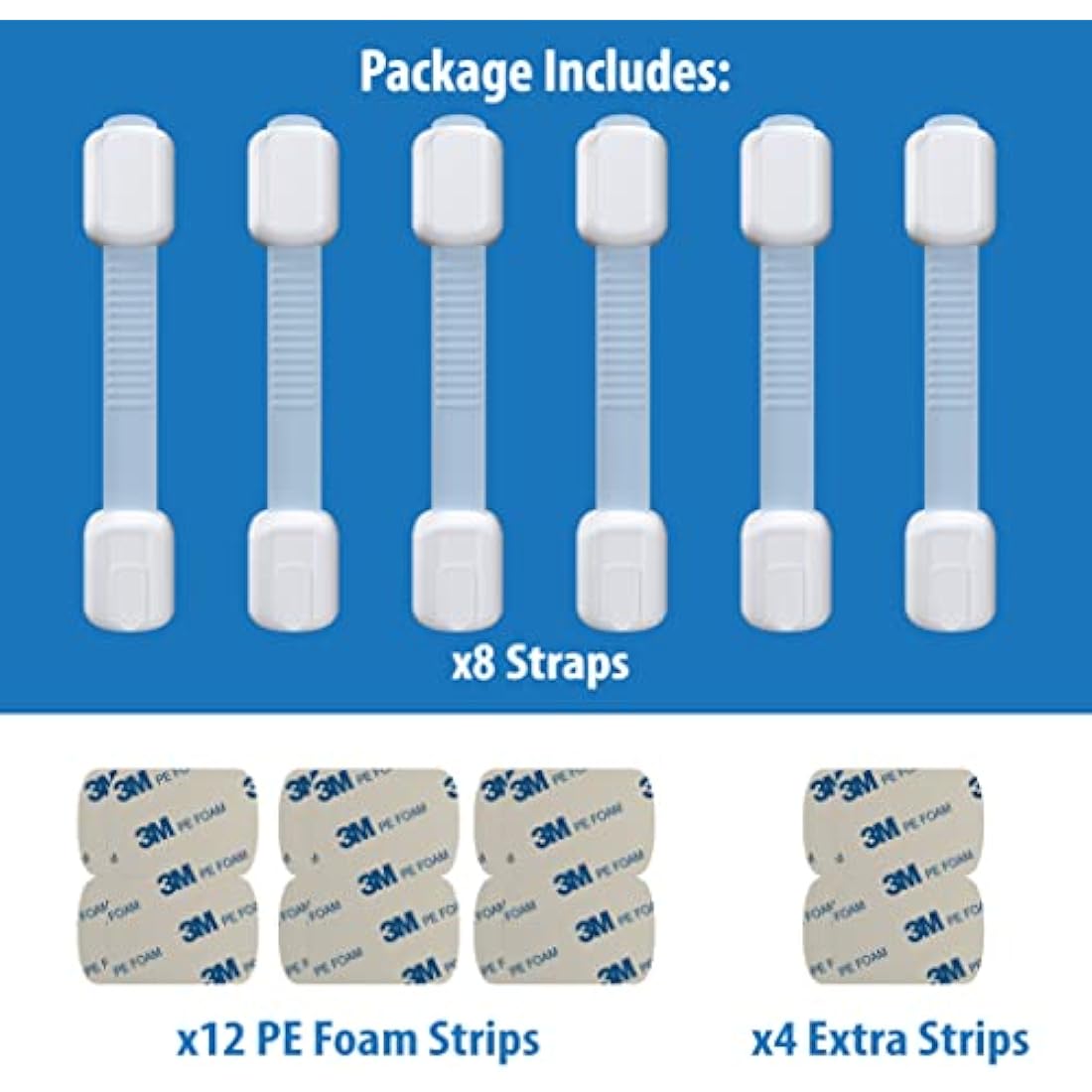 LittleExplorers Adjustable Child Safety Cupboard Locks (8 or 12 Pack) Baby Proof Cabinets & Drawers - Easy Install, No Tools Needed (8 Pack)