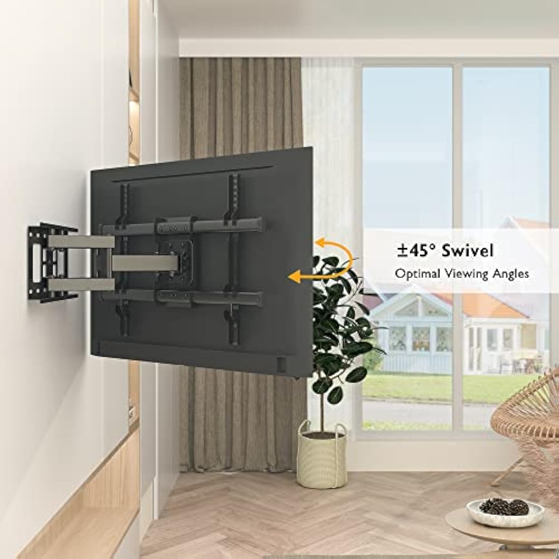 BONTEC TV Wall Bracket for 32-85 Inch LED LCD, Full Motion Swivel Tilt TV Wall Mount, Heavy Duty Dual Arms up to 60kg, Max VESA 600x400mm, Universal TV Mount with HDMI Cable