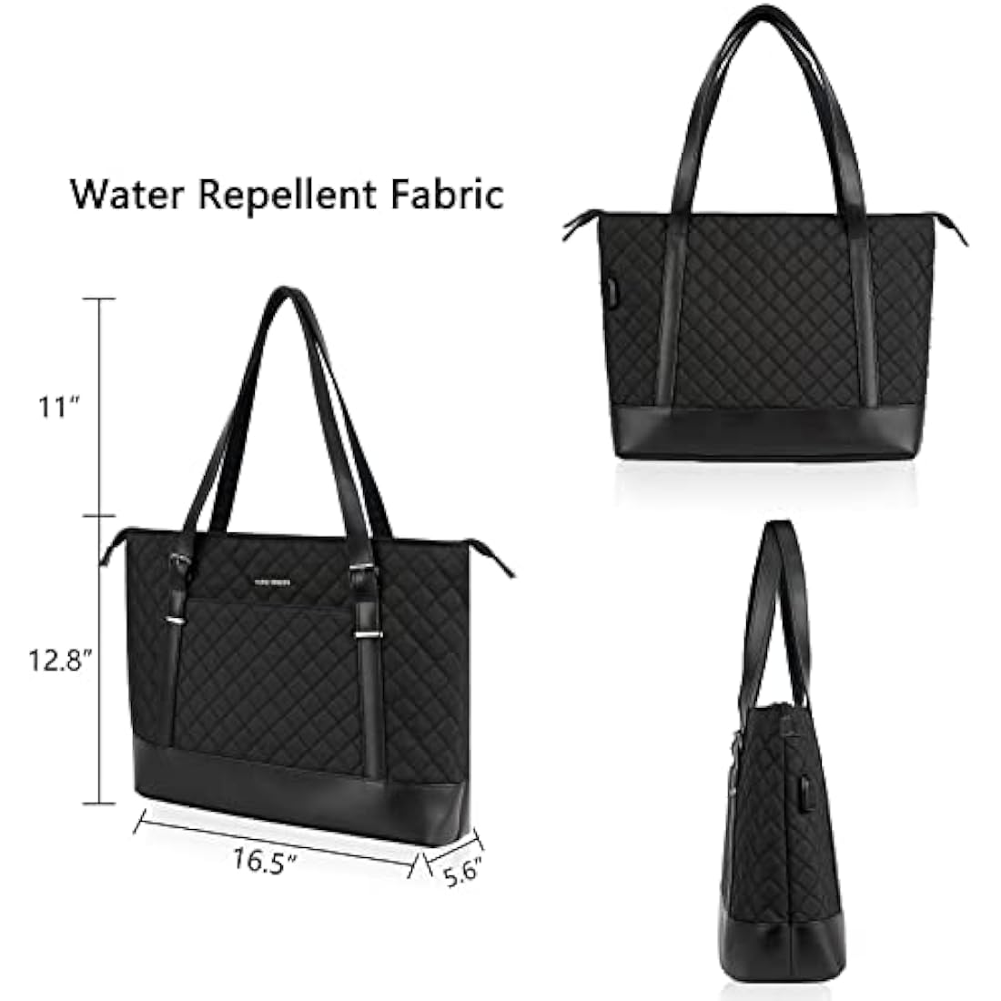 KROSER Laptop Tote bag 15.6 Inch Large Shoulder Bag Lightweight with USB Charging Port Water-repellent Nylon Computer Tote Bag Women