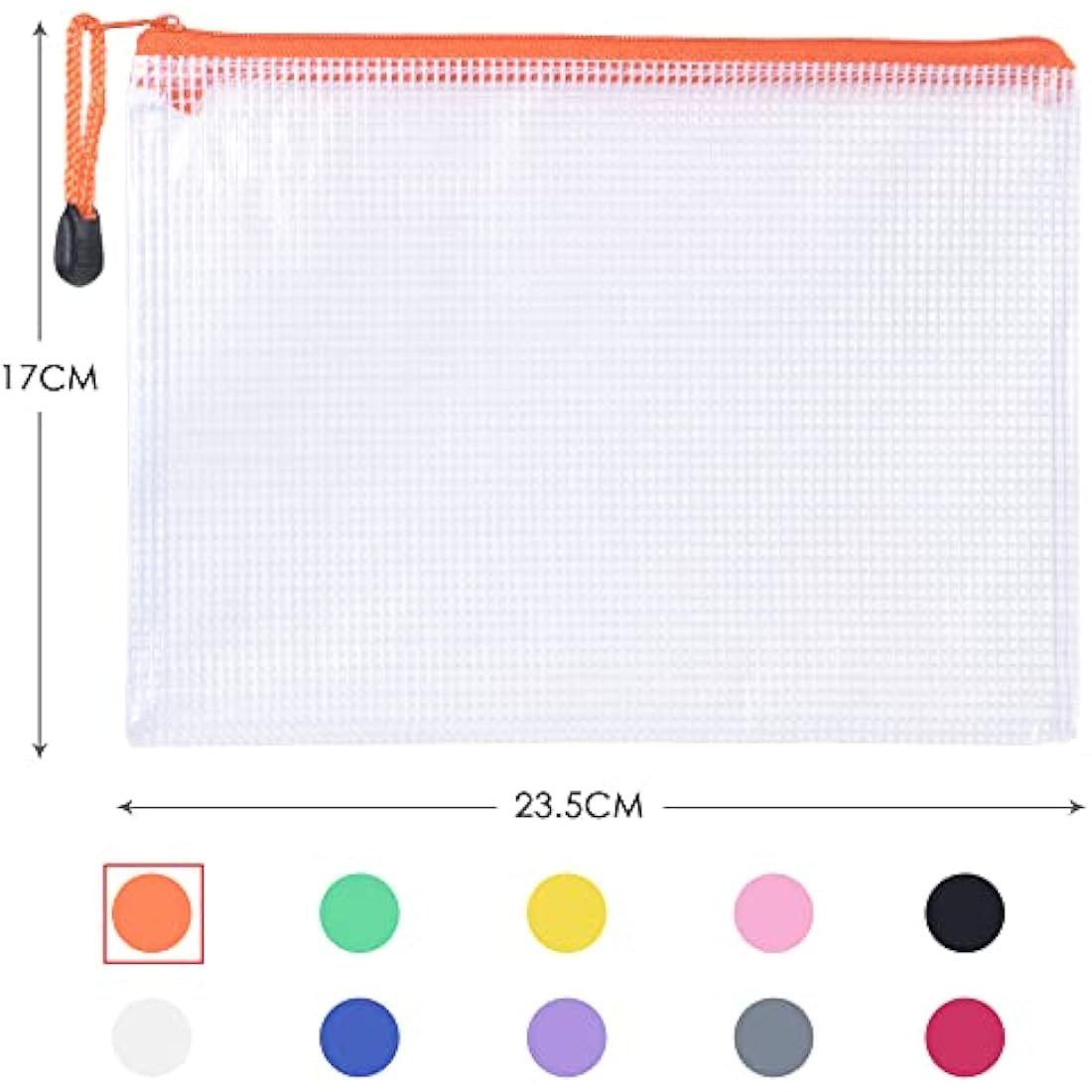 Vicloon Plastic Wallets A5, 10Pcs Zip Lock Bags Mesh Document Wallet Document Folders Plastic Pockets Zipper File Wallet for School Office Homework Storage Bags Travel