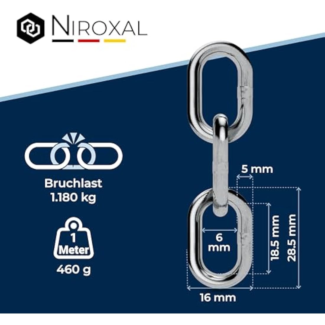 12-Meter 5-mm Thick Stainless Steel Chain V4A Short-Linked from NietFullThings on Piece Anchor Chain DIN 5685 DIN 766 12-m