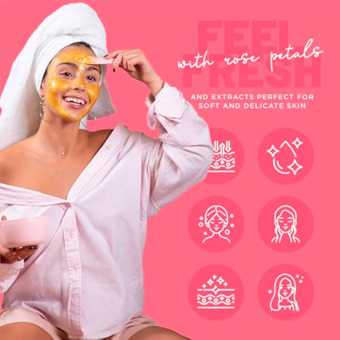 BRÜUN Peel-Off Egyptian Rose Jelly Mask for Face Care – A 23 fl oz Rubber Mask Jar for 30 to 35 Treatments – A Skin Care Moisturizing Gel Mask of Spa Set for Men, Women and Adults