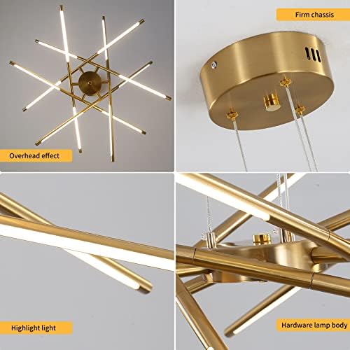 Modern LED Sputnik Chandelier,Black/Gold Industrial Pendant Light Fixture,Indoor Hanging Ceiling Lighting with 12 Heads for Living Room,Dining Room,Kitchen,Bedroom
