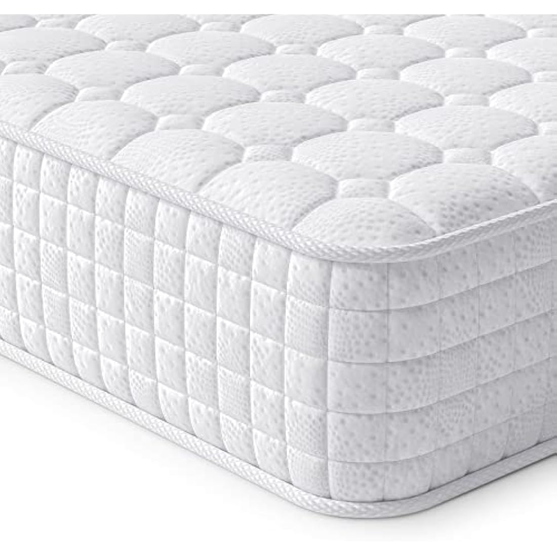 Vesgantti European Single Mattress 90x200cm - 10 Inch Hybrid Mattress with Breathable Memory Foam and Individually Pocket Spring - Medium Firm, White