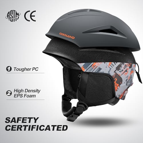 Odoland Snow Ski Helmet with Goggles Set - Sport Helmet with Protective Glasses for Men and Women - Windproof Adult and Youth Skiing Gear for