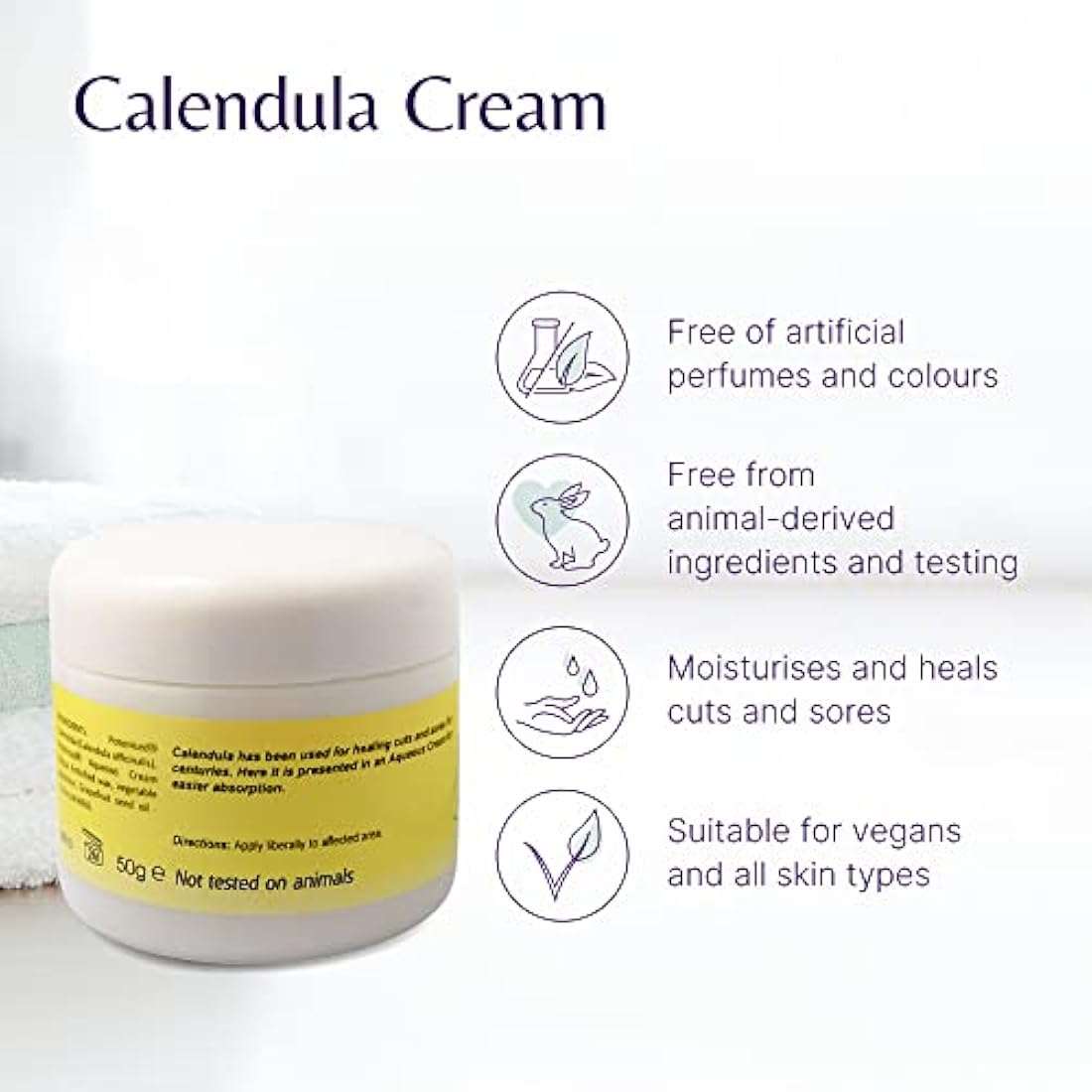 Mistry's Calendula Cream 50g - Calms & Hydrates, Muti-Purpose Skin Cream for Healing Cuts, Sores and Treating Rough Skin - Additive Free, Vegan,