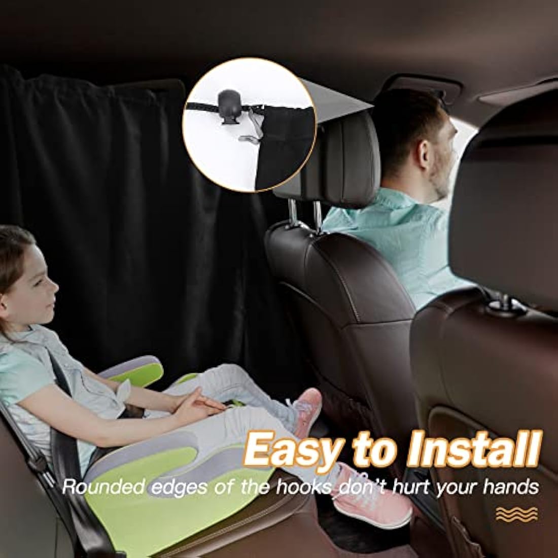ZATOOTO Campervan Car Divider Privacy Curtains (56 * 33inch) Suede Fabric Blackout Front Rear Side Window Covers Sun Shades,Removable Magnetic Van Car Camping Curtains (Black)