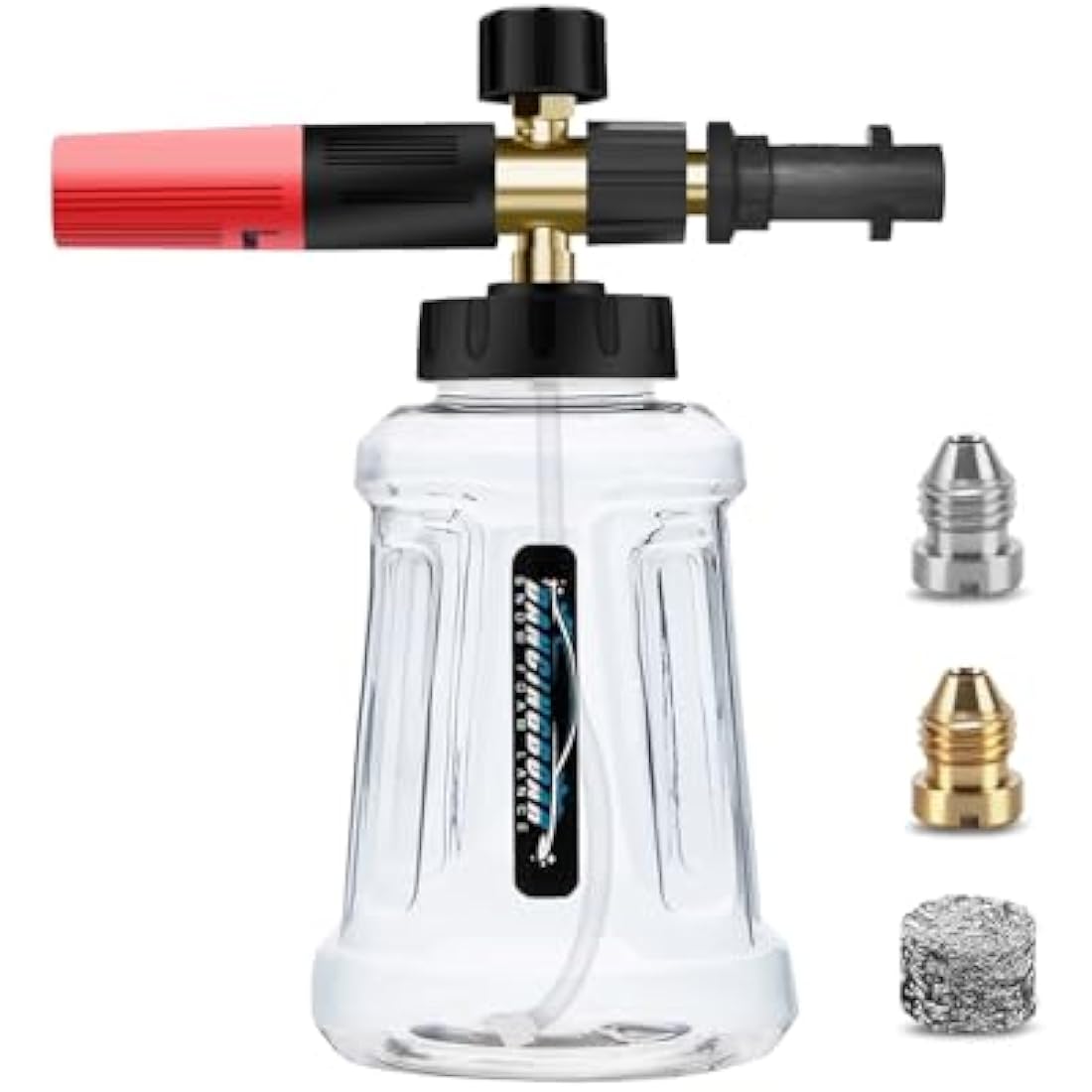 DANCINGBOAR Snow Foam Lance Foam Cannon for Karcher K Series K2 K3 K4 K5 K6 K7 Pressure Washer, 1L Soap Dispenser with Adjustable Spray Nozzle and New Generation Connector (Black & Red)