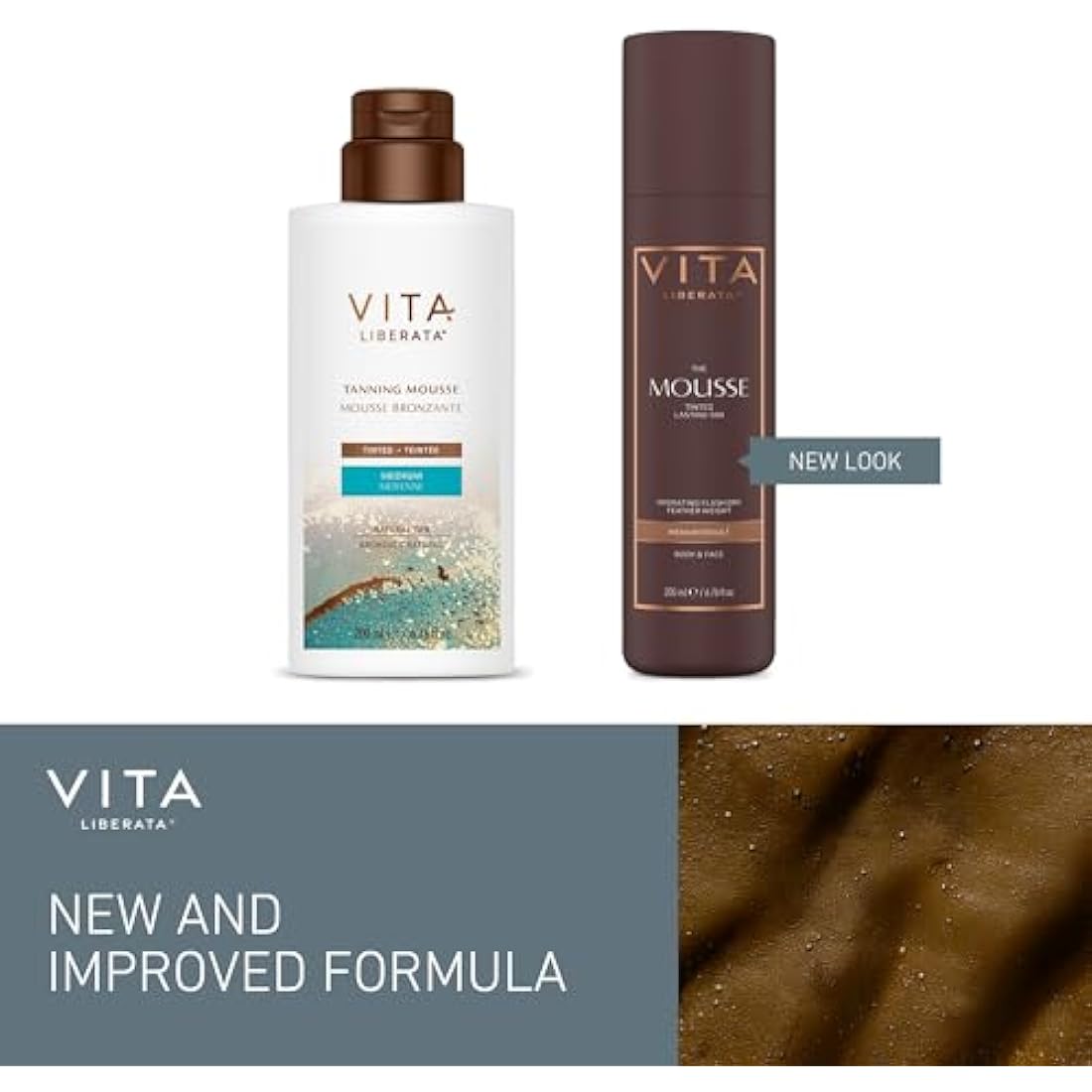 VITA LIBERATA, Tinted Tanning Mousse Medium 200ml & Mitt Bundle, Fast Drying Formula, Tinted for even & streak-free application, Natural & Organic Ingredients, Tanning Mitt for Flawless Application