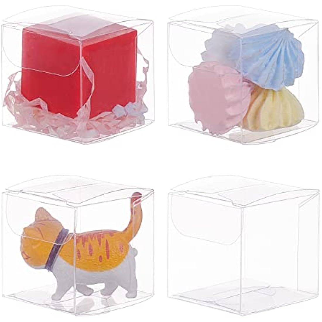 BENECREAT 60PCS 4x4x4cm Clear Cube Wedding Favour Boxes PVC Transparent Cube Gift Boxes for Candy Chocolate Birthday Party