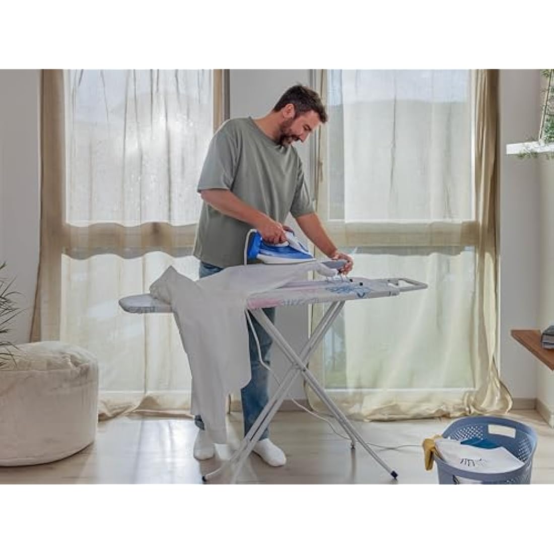 Leifheit 57 cm Extra Long, w 10.5 x h 8.5 cm, Folds Flat, White, Extra Long Sleeve Board, for Perfect Sleeve Ironing