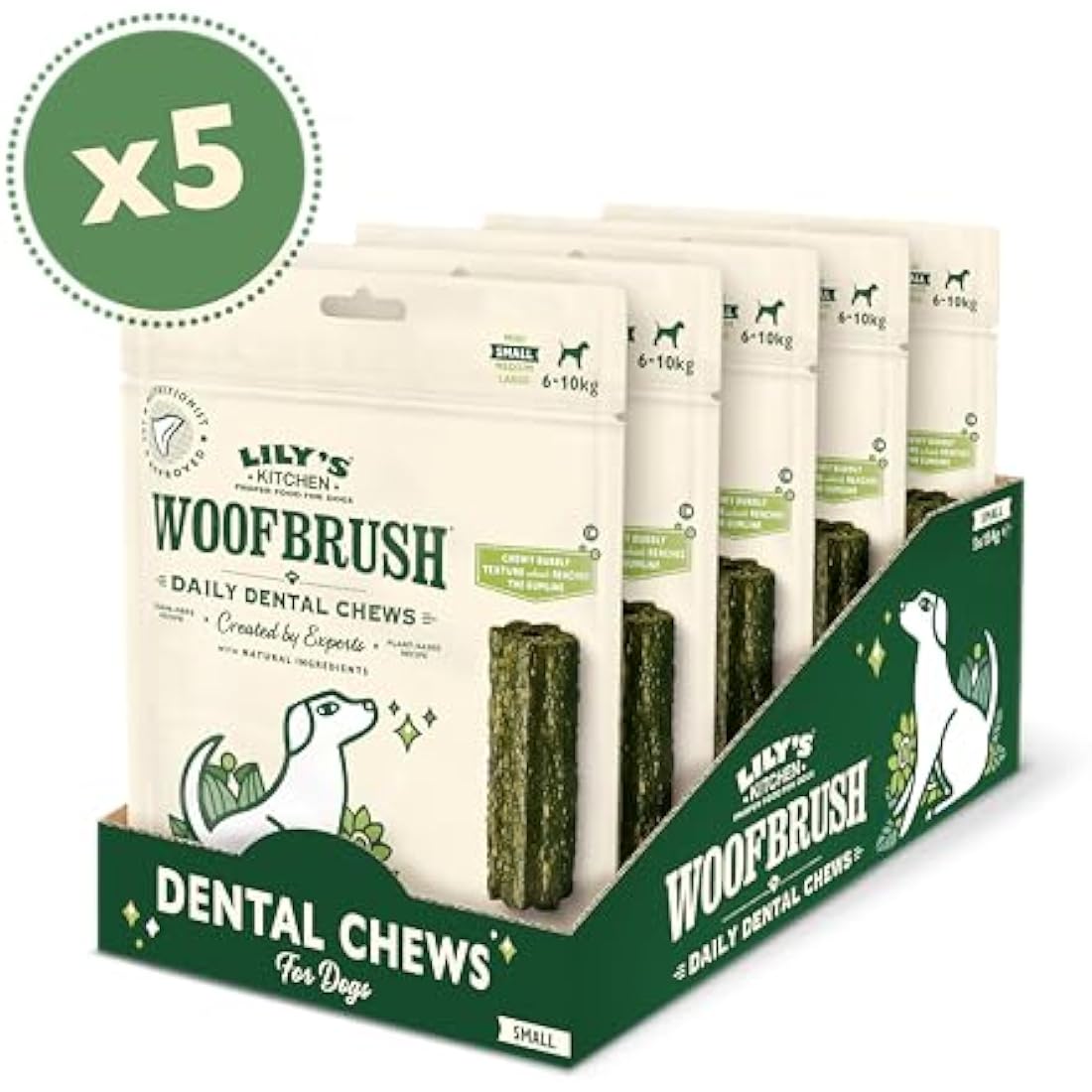 Lily's Kitchen Woofbrush Dental Chew - Natural Dental Sticks for Small Dogs (5 Packs of 7 Chews)