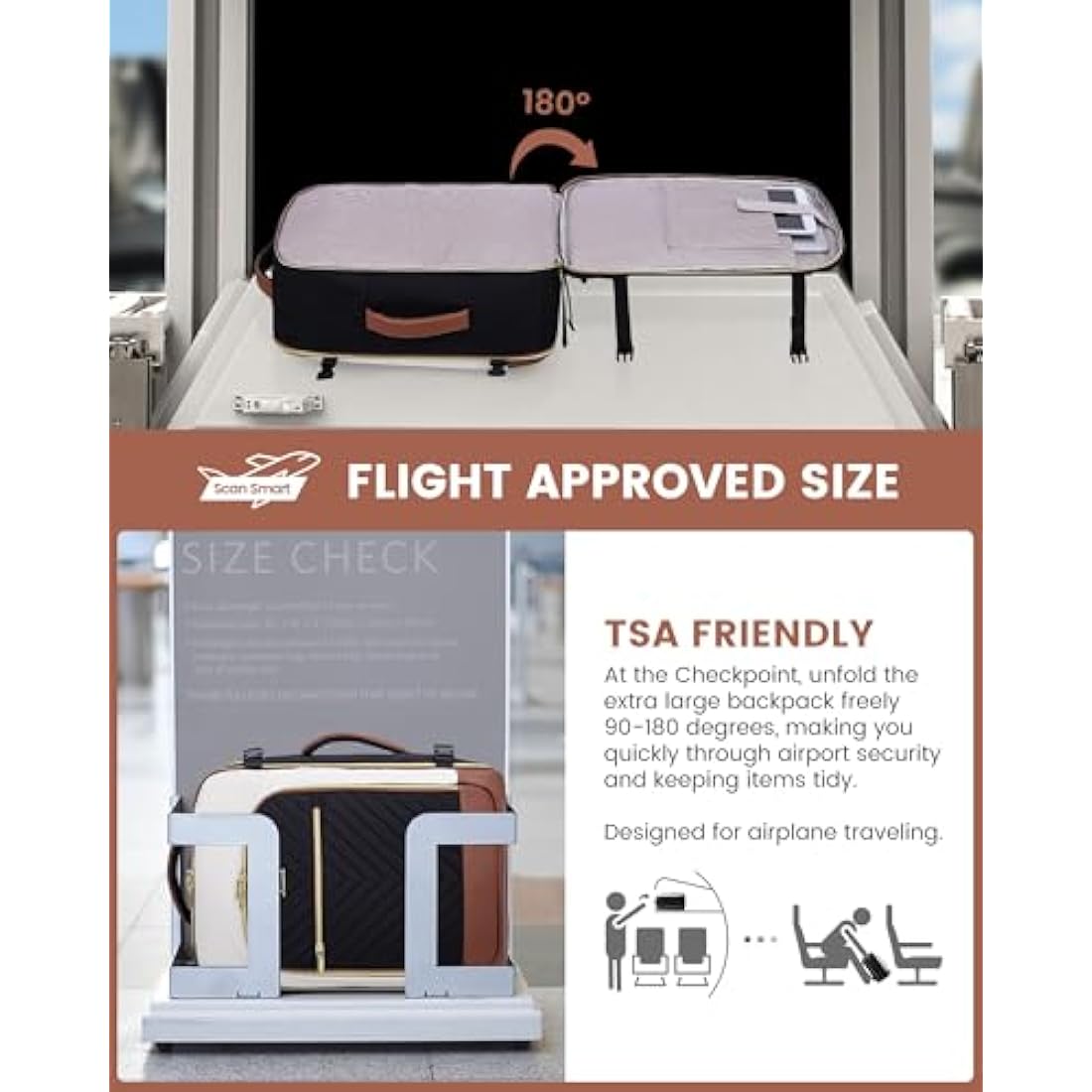 LOVEVOOK Travel Cabin Backpack Womens Large Hand Luggage Rucksack Bag for Plane 40L Weekend Overnight Carry On Bag Waterproof 17 inch Laptop Backpack Ladies Maternity Hospital Bag