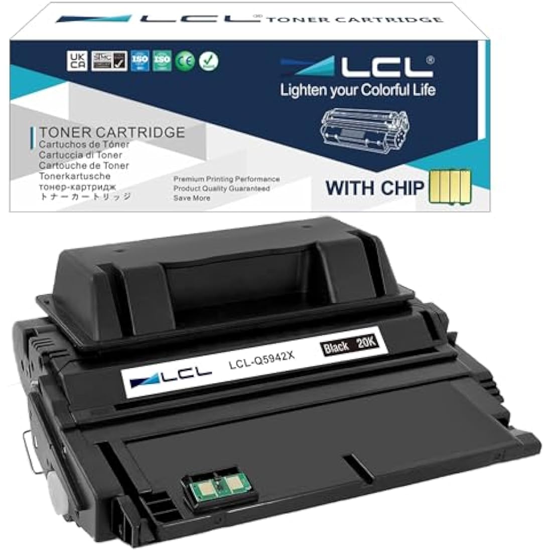 LCL Compatible Toner Cartridge 42X Q5942X High Yield (1 Black) Replacement for HP LaserJet 4240 4240n 4250 4250n 4250tn 4250dtn 4250dtnsl 4350 4350n 4350tn 4350dtn 4350dtnsl