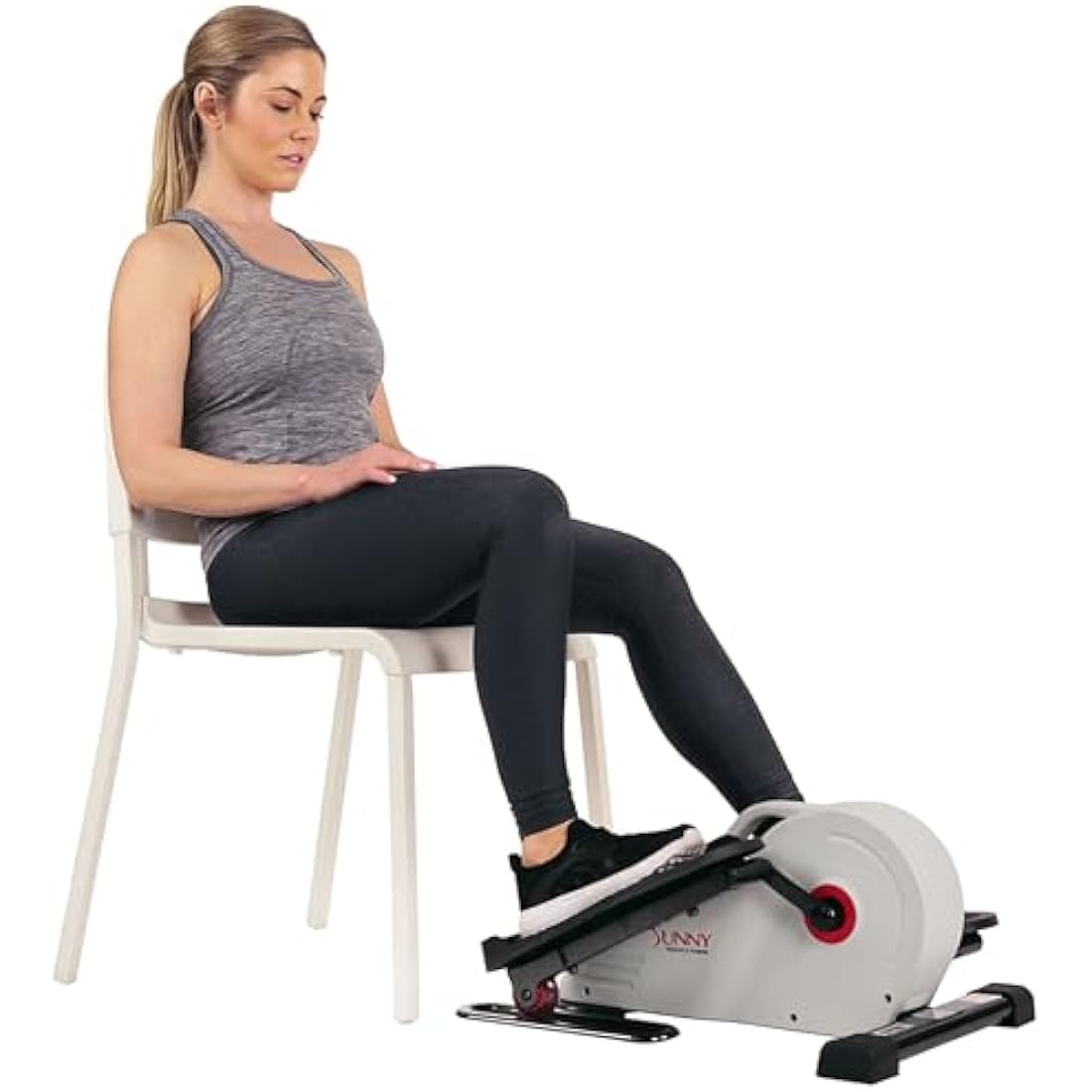 Sunny Health & Fitness Sitting Under Desk Elliptical Exerciser, Portable Pedal Training Machine for Senior Exercise, with Handle, Easy to Carry, Peddler for Home Workout, Optional Free SunnyFit App
