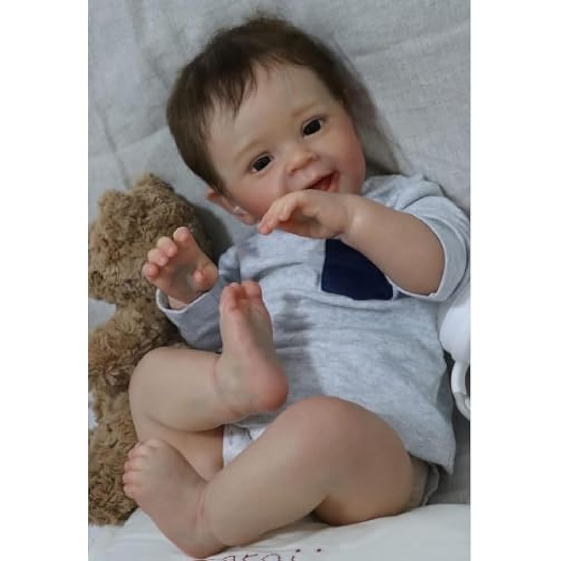 ZIYIUI Reborn Baby Doll Girl 18 inch 48cm Handmade Soft Silicone Lifelike Blue Eyes Newborn Girl Toy Doll That Look Real Child's Vinyl Birthday Gift