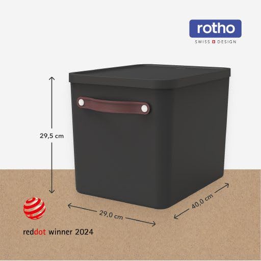 Rotho MyPaper Archive box document organiser. MY PAPER Plus, Plastic (PP) BPA-free, black, (40.0 x 29.2 x 29.8 cm)