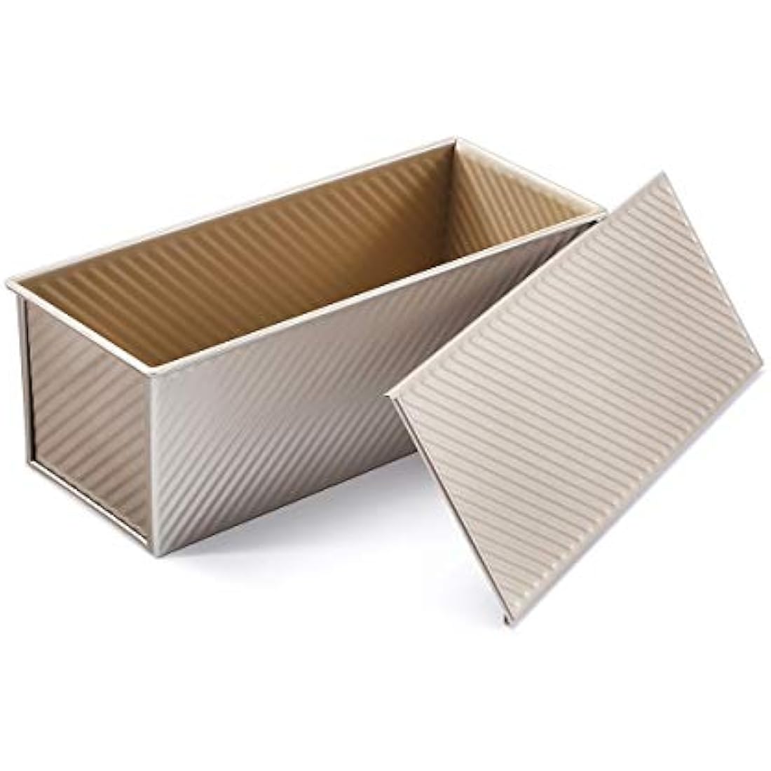 Monfish Pullman loaf pan Bread loaf tin w slidable lid allumiumed Steel 1000g Dough champgne Gold Non-Stick 34 x13.5X 12cm