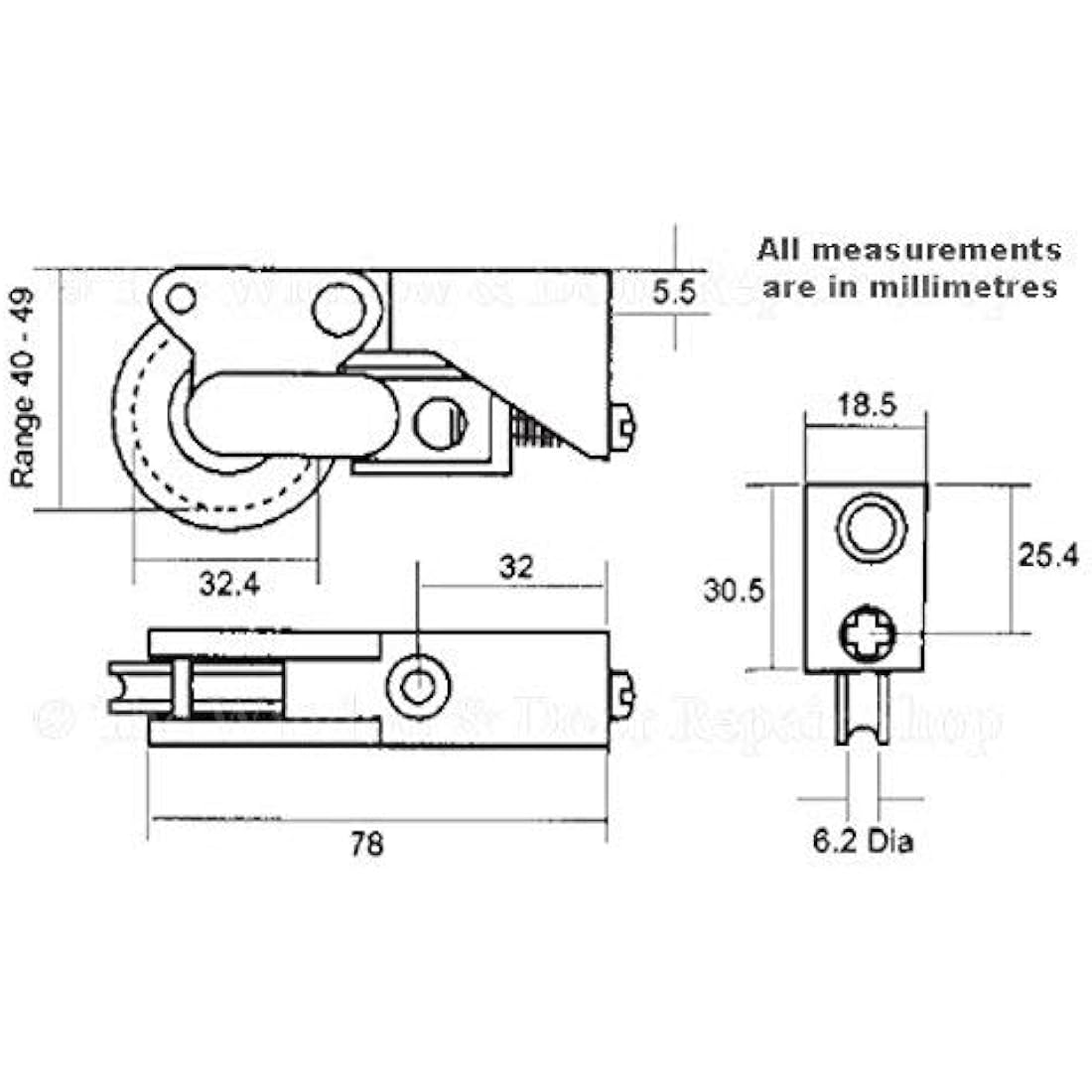 Pair CA865 Patio Door Roller Wheels 38mm Sliding Stainless Steel CA862 CA863