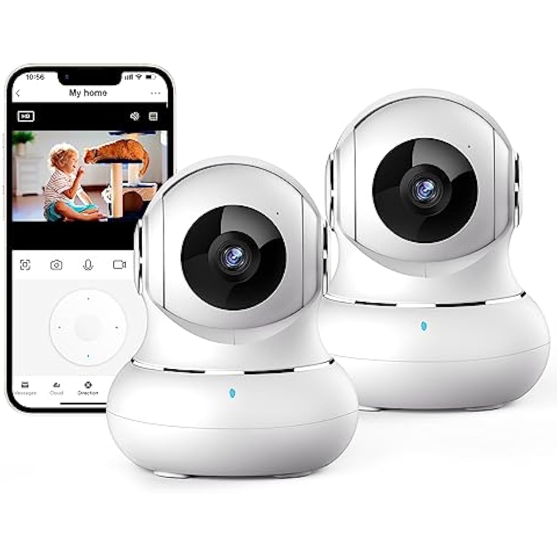 litokam Security Camera Indoor, Little elf 2K Cameras House Security with APP, Baby Monitor with Motion/Crying Detection, WiFi Camera with 2-Way Audio (White, 2Pack-2.4GHz)