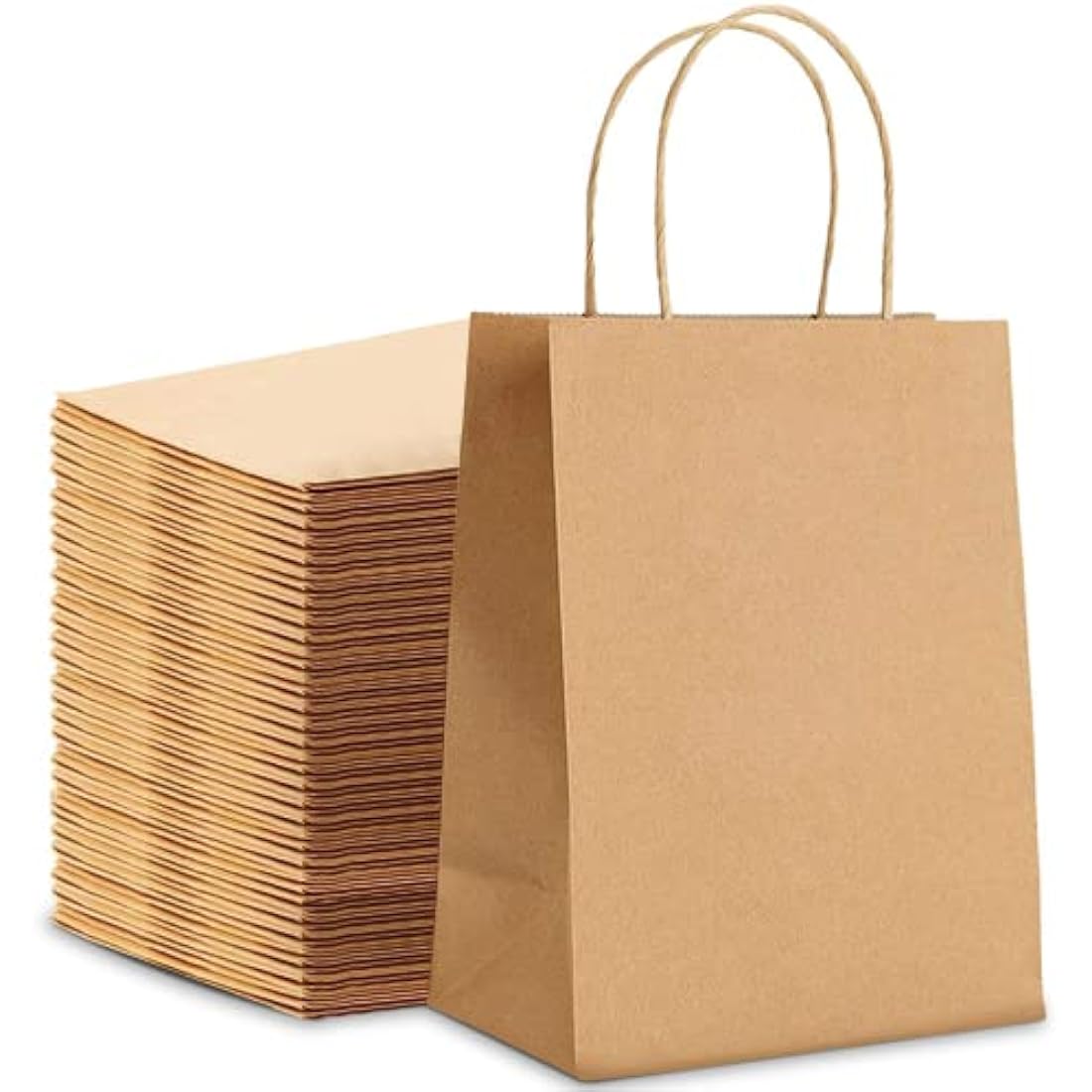HURUC 30 Pcs Brown Paper Bags With Handles,130GSM, Small Paper Gift Bags, Eco-Friendly Kraft Shopping Carrier, Christmas, Easter, Birthday Parties & Merchandise Retail 18x24x8cm