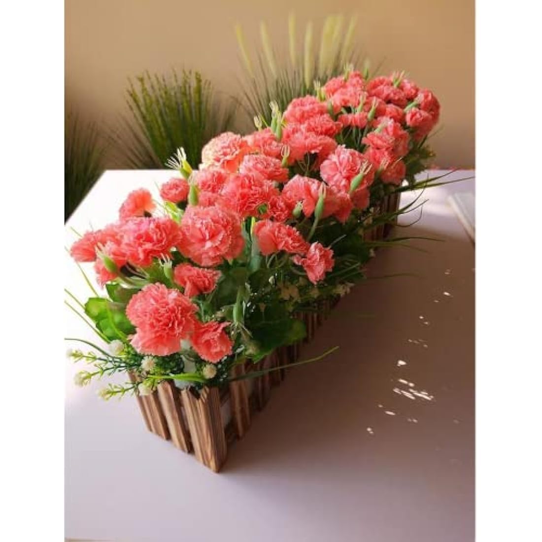 Corkwaw Artificial Carnations Made of Silk, Hydrangea, Bouquet, Plastic Plant, Suitable for Photo Props, Family Party, Bridal Bouquet, Decoration (Red)