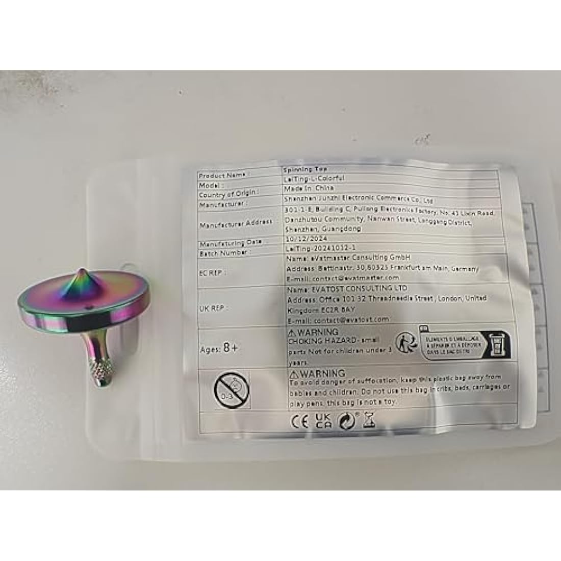 LOQATIDIS Precision Metal Spinning Top, Stainless Steel Spinner, Desktop EDC Toy Gyro for Adults, Perfect Balance, Easy to Use, Kill Time Efficiently, Spin Long Time Exceed 5 Minutes (Iridescent)