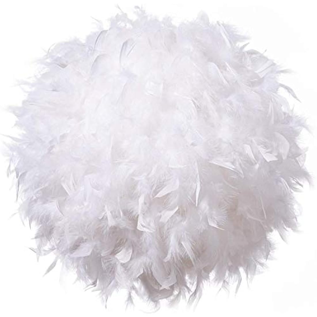 Waneway 50cm White Feather Lamp Shade for Ceiling Pendant Light, Floor Lamp & Table Lamp, Non-Electrical Lightshade with a Reducing Ring for Living Room and Bedroom, ID 40cm, OD 50cm