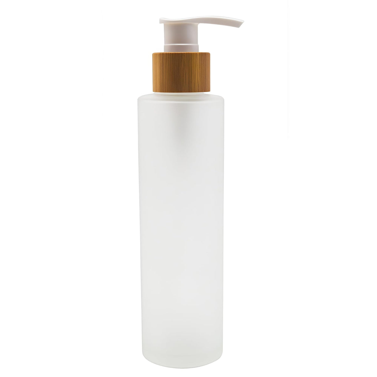 Bamboopack 120ml/4oz Frosted Glass Lotion Pump Bottle with Bamboo Screw