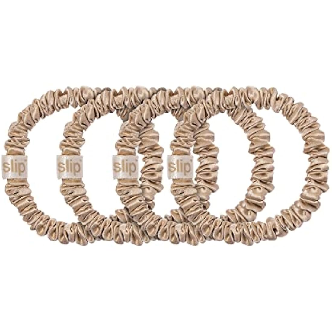 slip Skinny Blonde Scrunchies - Back to Basics - Anti-Crease, Anti-Breakage Slipsilk Design Protects Delicate Hair - Includes 4 Pure Silk Scrunchies - 4 Pack