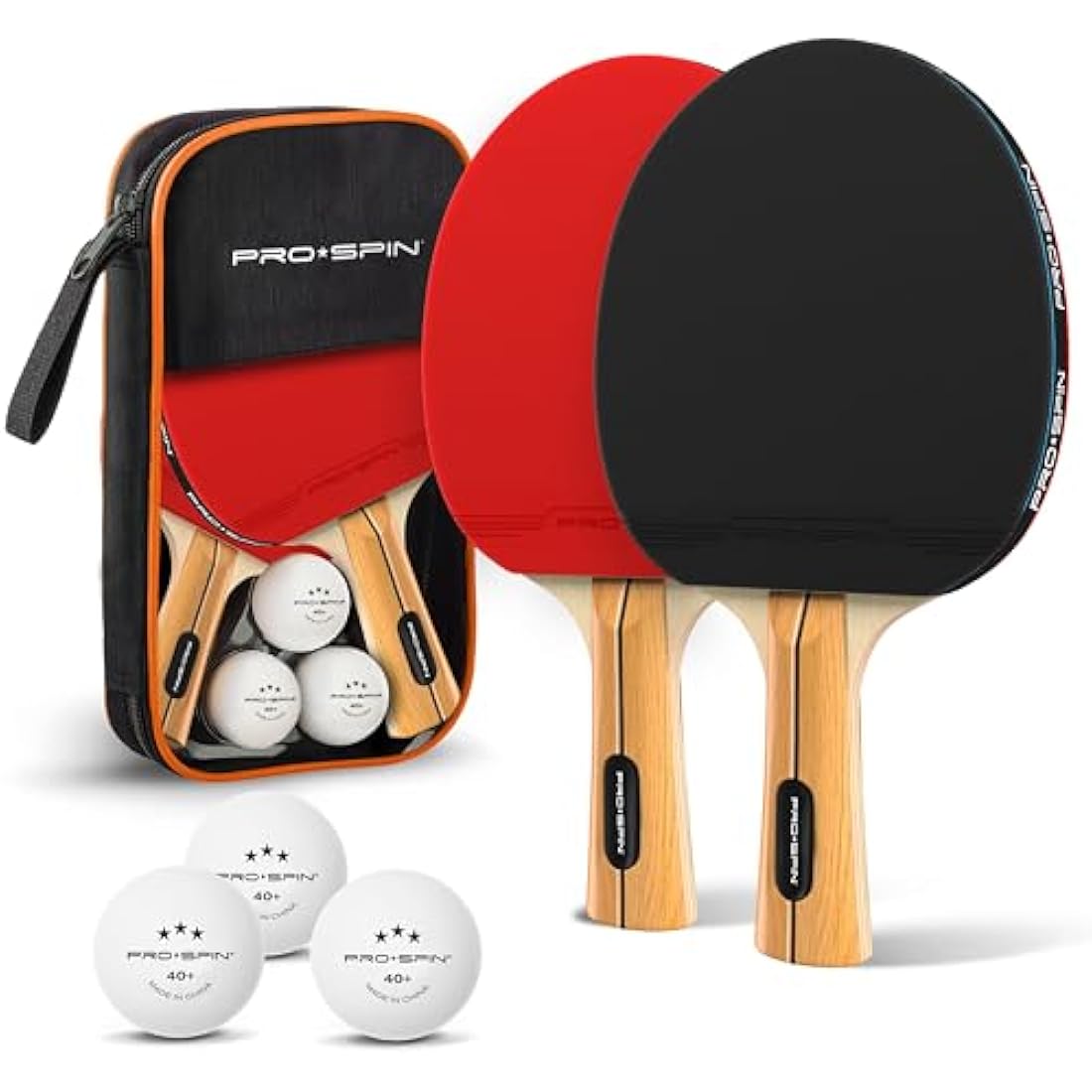 PRO SPIN Table Tennis Bats - High-Performance Set with Premium 3-Star Ping Pong Balls & Compact Storage Case | Perfect for Indoor/Outdoor Tables