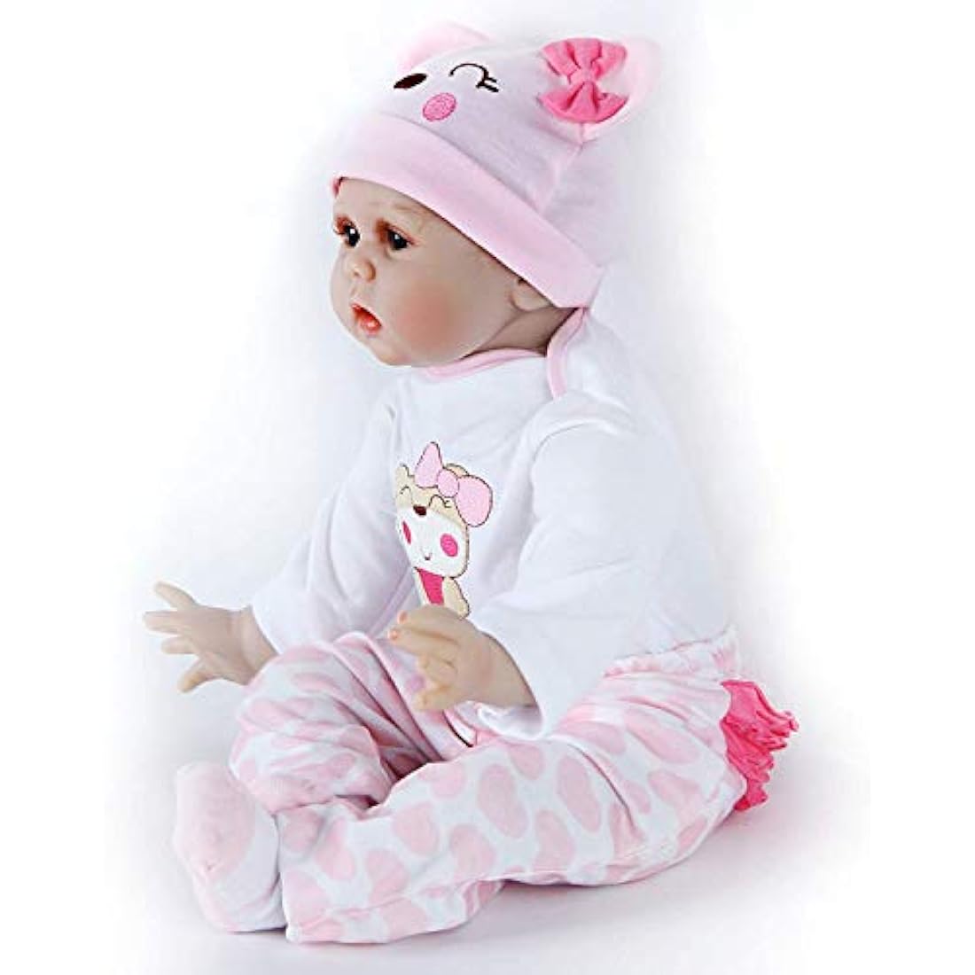 ZIYIUI Reborn Baby Dolls 22 inch 55cm Realistic Soft Vinyl Silicone with Cotton Body Looks Like a Real Newborn Baby Perfect for Cuddling, Playtime, and Giving (Open eyes)